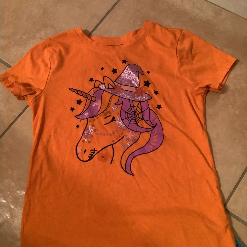 Wonder Nation Halloween shirt unicorn sparkle Med 7/8 in good shape